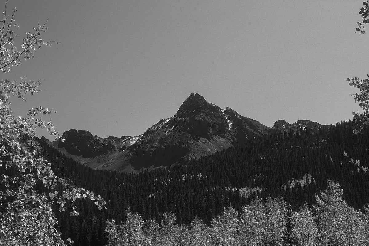 Peak Above the Aspens — black and white photograph by Craig Baker, ML#003.
