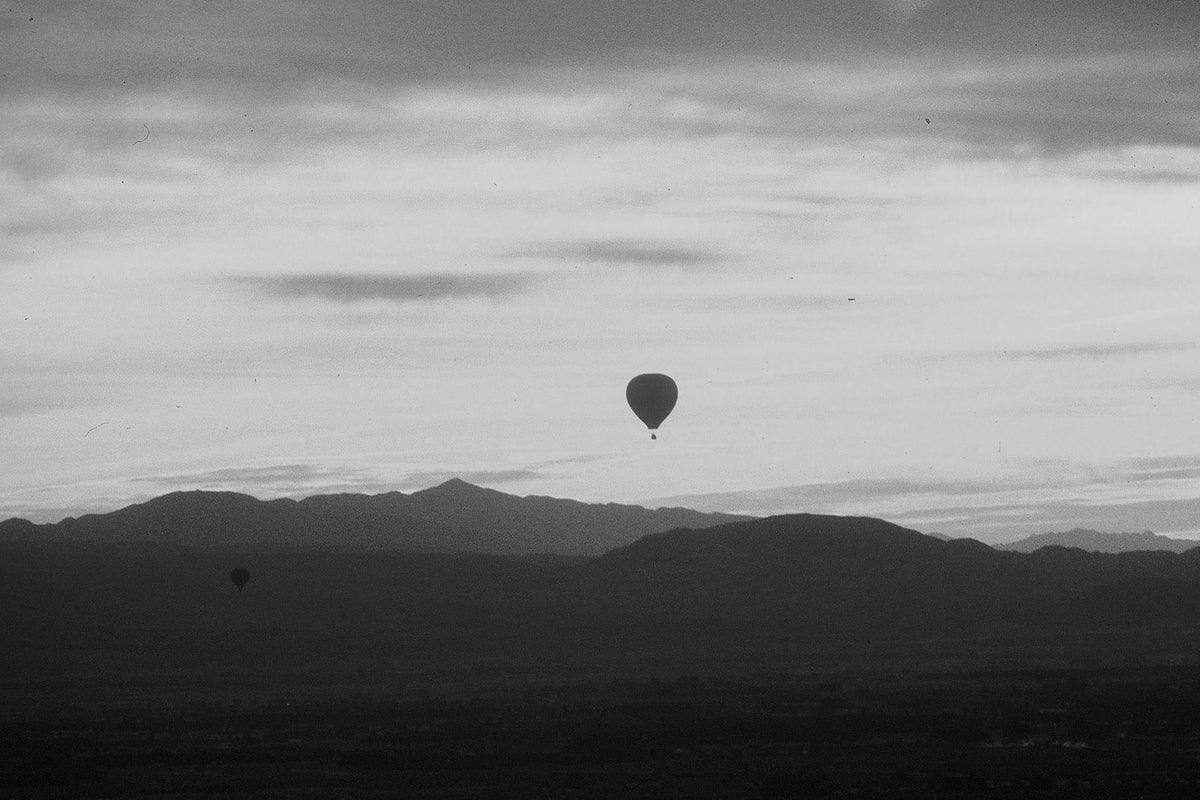 A Balloon at Last Light — black and white photograph by Craig Baker, AB#004.