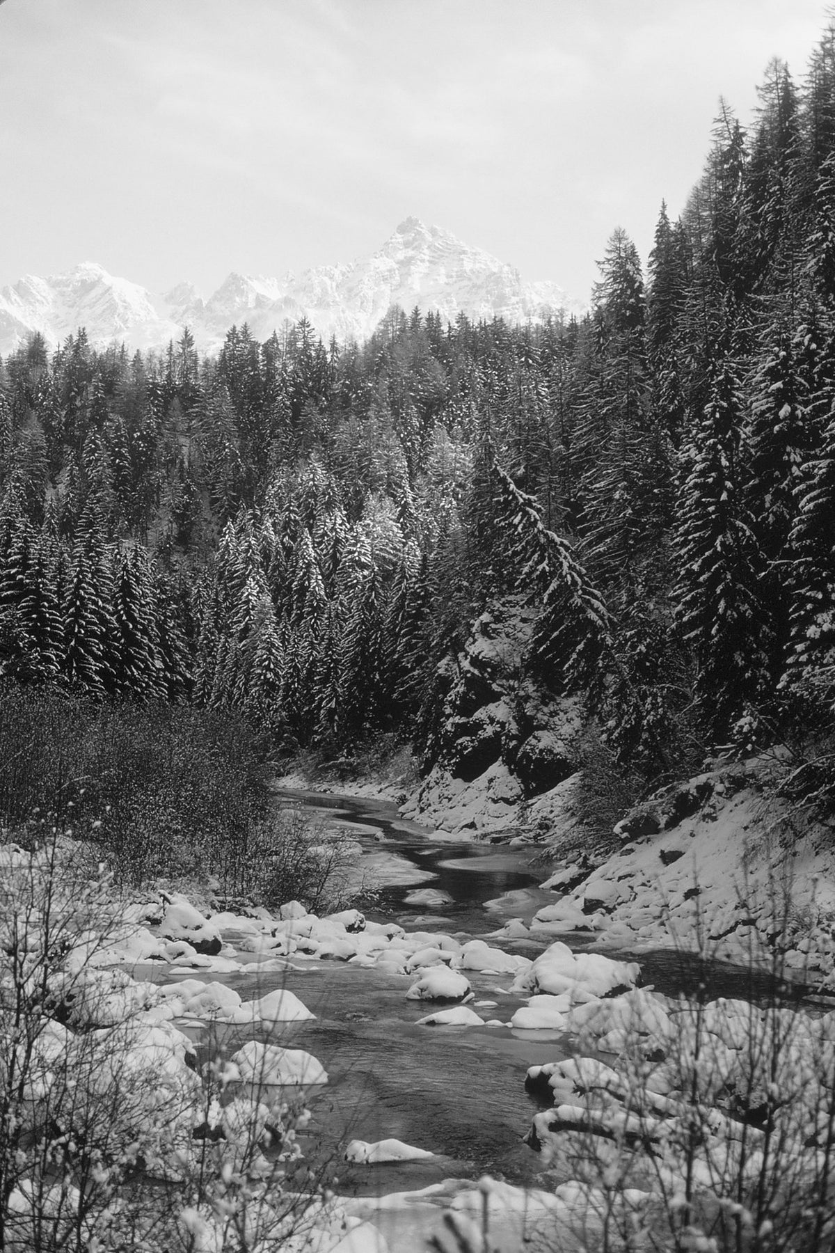 The Winter Stream — black and white photograph by Craig Baker, ML#024.